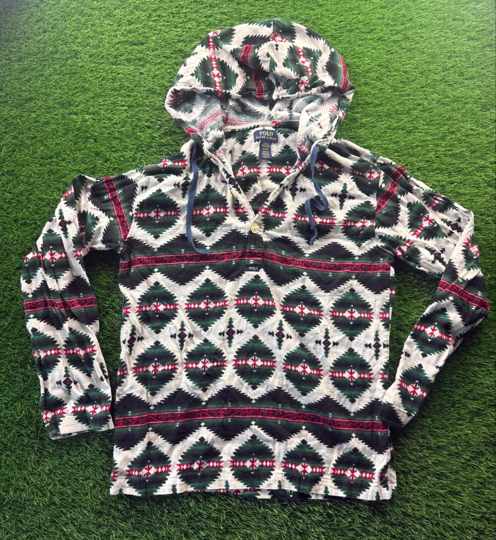 Polo Ralph Lauren Sleepwear Hoodie Men Medium Aztec Southwestern Henley Pullover